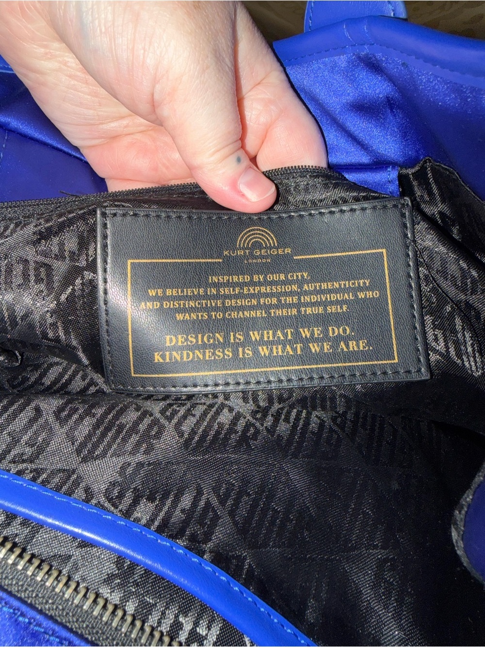 Kurt Geiger London Blue Quilted Eagle Tote Bag - Picture 3 of 5